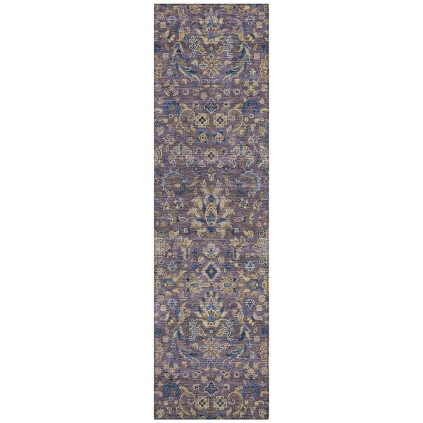 Chantille Machine Washable Indoor/Outdoor Abstract ACN2485 Purple 2 ft. x 7 ft. Runner Rug