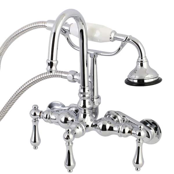 Kingston Brass Vintage Adjustable Center 3-Handle Claw Foot Tub Faucet with Handshower in Chrome