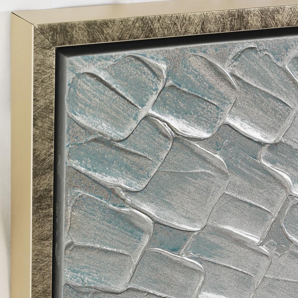 Silver Ice 60" Textured Hand-Painted Abstract Canvas Triptych