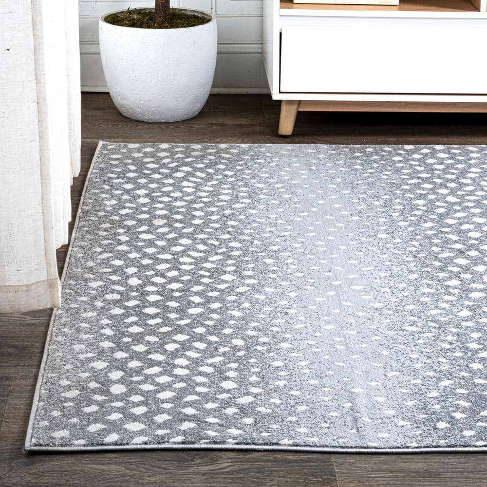 Modern Abstract Antelope 4' x 6' Light Gray Synthetic Area Rug