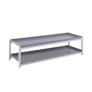 Industrial Compact 10.75 in. H 6-Pair 2-Tier Iron Shoe Rack in Gray/White