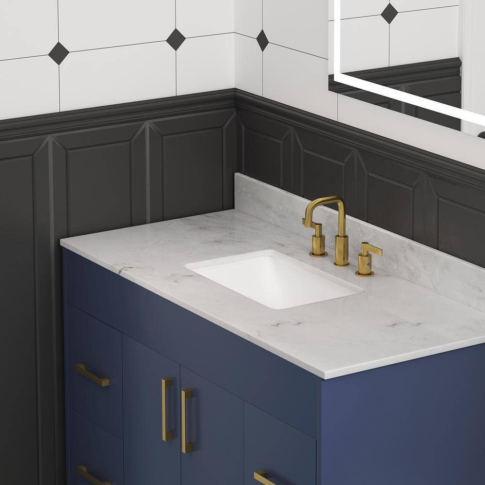 43'' White Marble Single Vanity Top with Ceramic Sink