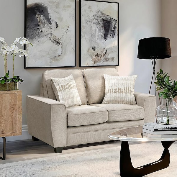Hedera 61 in W Taupe Chenille Upholstery 2-Seater Loveseat