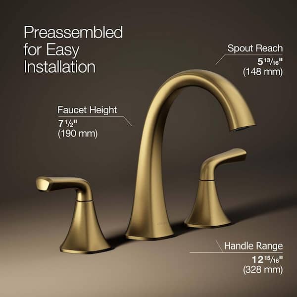KOHLER Sundae 8 in. Widespread Double Handles Bathroom Faucet in