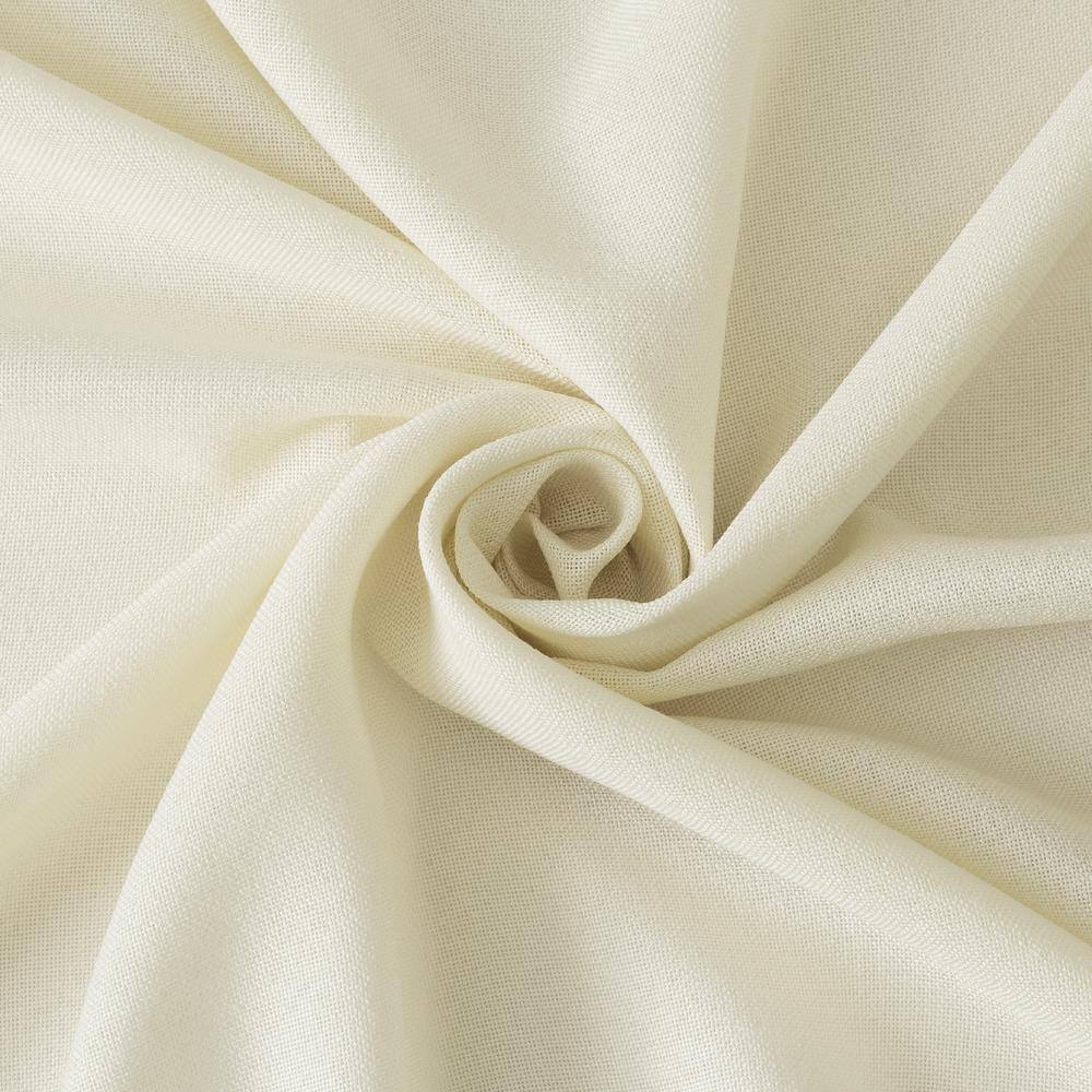 Ivory Polyester Sheer Tab Top Window Panel with Bow Embellishment
