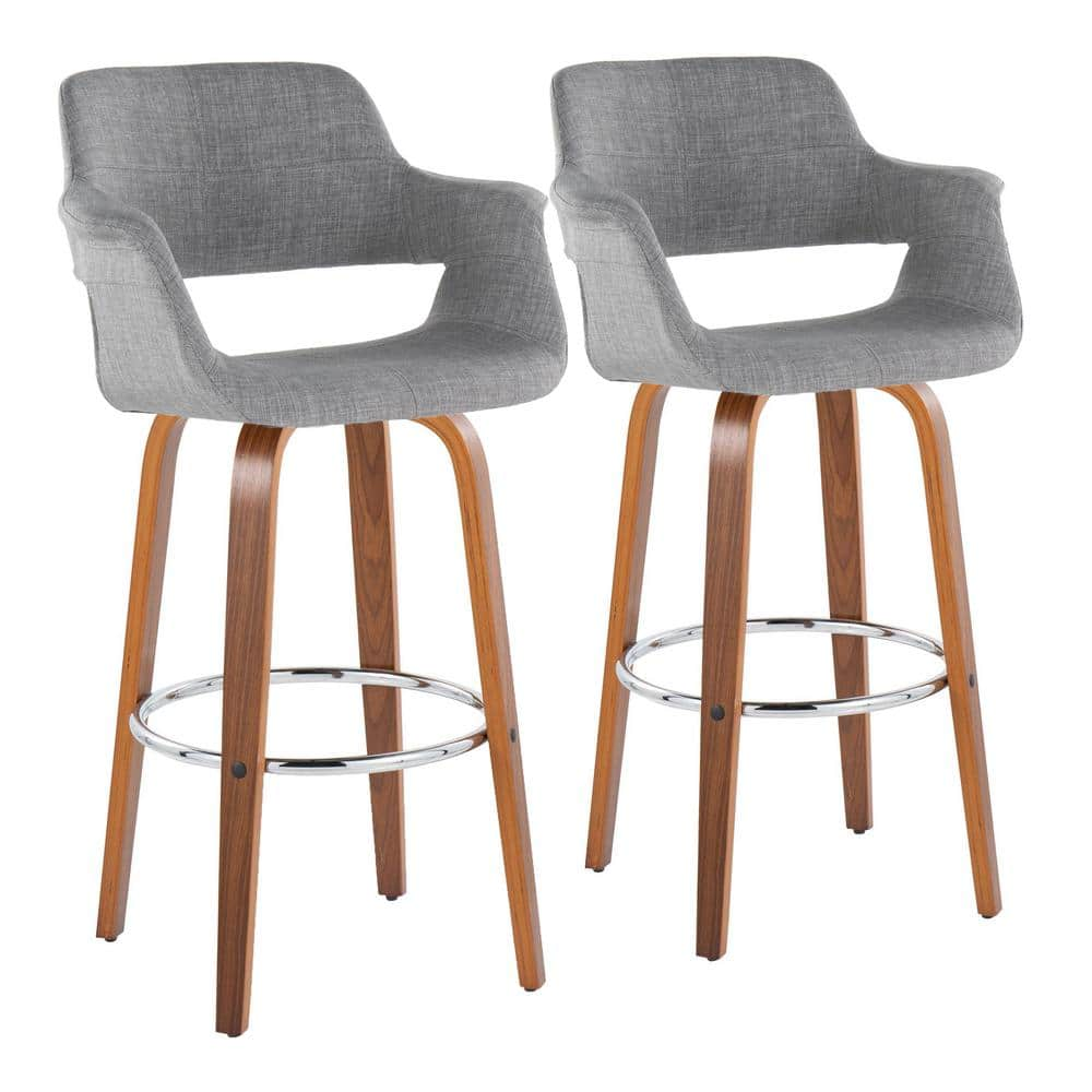 LumiSource Vintage Flair 29.25 in. Light Grey Fabric Walnut Wood