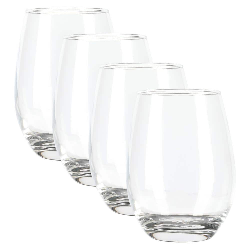 Classic Clear Glass 19oz Stemless Wine Glass Set, 4-Piece