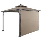 9.8 ft. x 9.8 ft. Brown Patio Gazebo with Extended Side Shed and LED Light