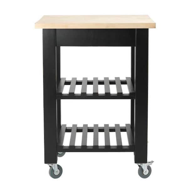 Home Decorators Collection Thomas Antique Black 24 in. W Kitchen Cart with Shelves