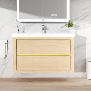 Ziyudura 24 in. Single Sink Floating White Bath Vanity with White