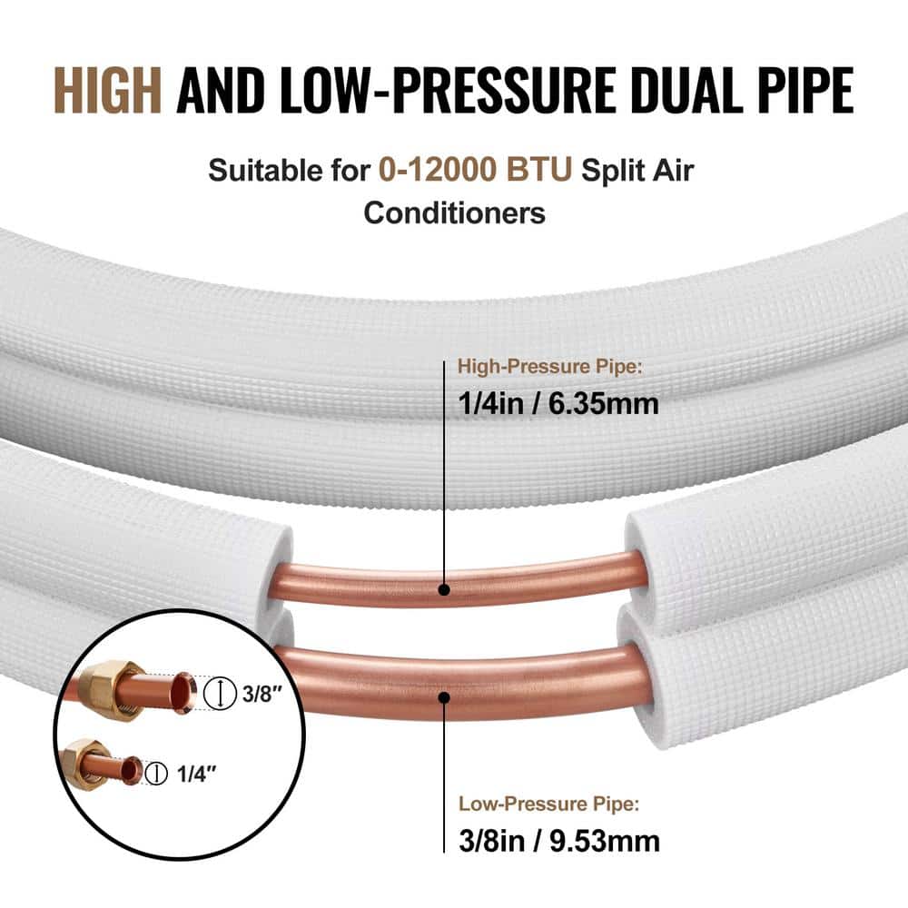 White Triple-Layer Insulated Copper Air Conditioner Line Set