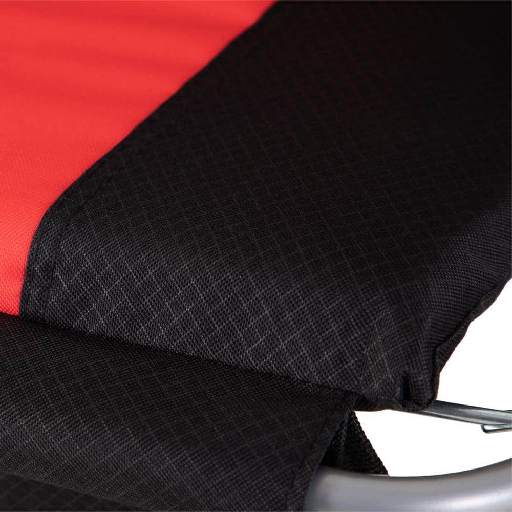 Black and Red Steel Portable Stadium Seat with Armrests