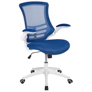 Kelista Mid-Back Mesh Swivel Ergonomic Task Office Chair in Blue/White Frame with Flip-Up Arms