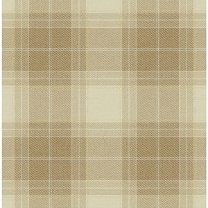 56 sq. ft. Toffee Harrelson Plaid Unpasted Paper Wallpaper Roll
