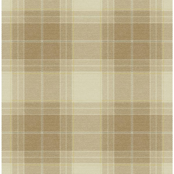 Seabrook Designs 56 sq. ft. Toffee Harrelson Plaid Unpasted Paper Wallpaper Roll