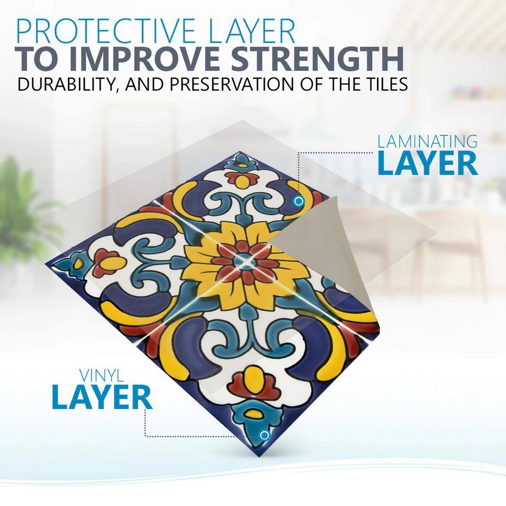 Colorful 4x4-inch Vinyl Peel and Stick Mosaic Tile Set