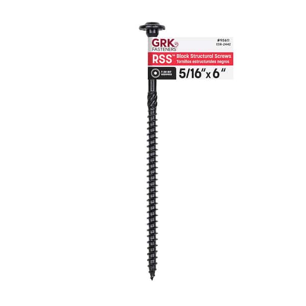 Unbranded 5/16 in. x 6 in. Torx Drive Low Profile Washer Head RSS Black Rugged Structural Wood Screw