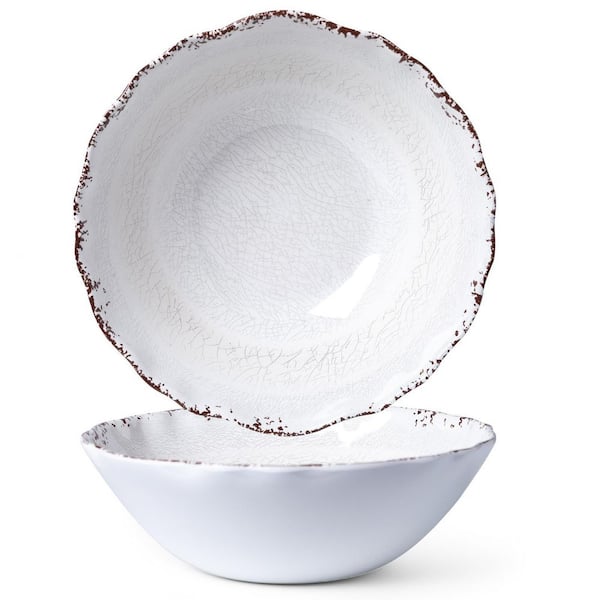 12 in. 130 fl. oz. White Plastic Large Serving Bowls (Set of 2), Lightweight and Unbreakable Mixing Bowl, BPA Free