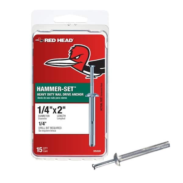 Red Head 1/4 in. x 2 in. Hammer-Set Nail Drive Concrete Anchors (15-Pack)