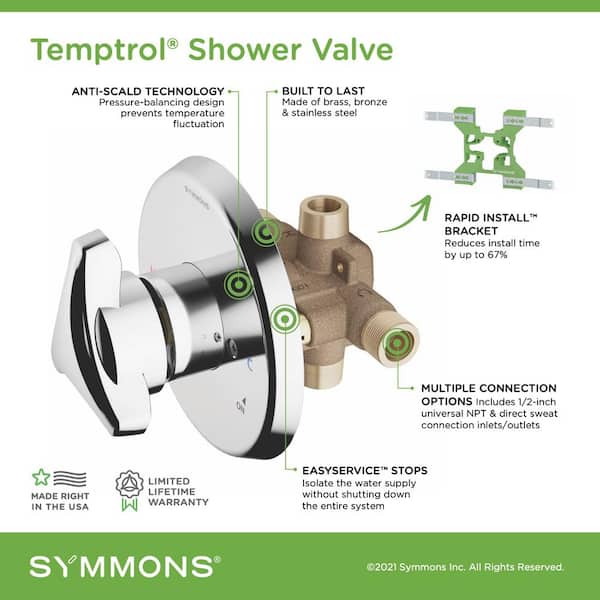 Symmons Temptrol Rapid Install Pressure-Balancing Tub and Shower Mixing  Valve with EasyService Stops 262XBRBODY - The Home Depot