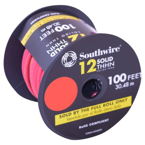 Southwire #12awg Solid THHN/THWN-2/MTW Building Wire Red /100ft 