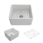Classico Farmhouse/Apron-Front Fireclay 20 in. Single Bowl Kitchen Sink with Bottom Grid and Strainer in Matte White