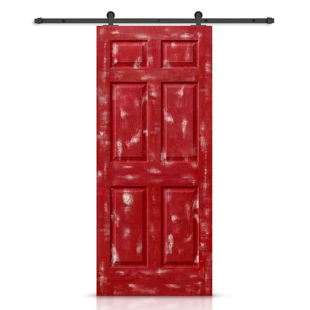 CALHOME 30 in. x 80 in. Vintage Red Stain Composite MDF 6 Panel