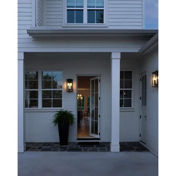 15 in. Black Outdoor Hardwired Wall Sconce with No Bulbs Included