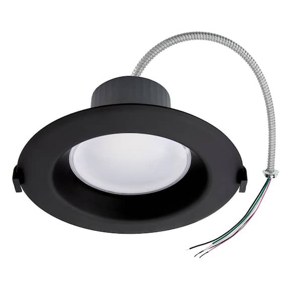 Maxxima 6 in. Recessed Commercial LED Downlight, Black Trim, Selectable Color Temperature/Wattage, up to 1600 Lumens