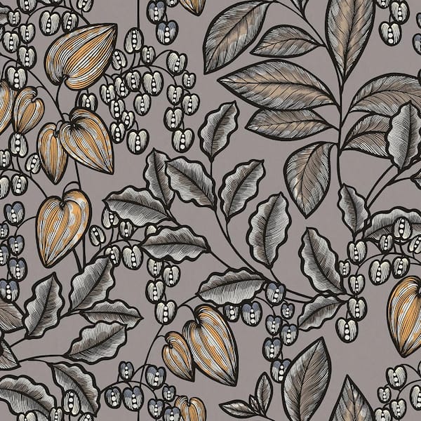 AS CREATION Leif Vine Trail Grey Non Pasted Non Woven Wallpaper Sample