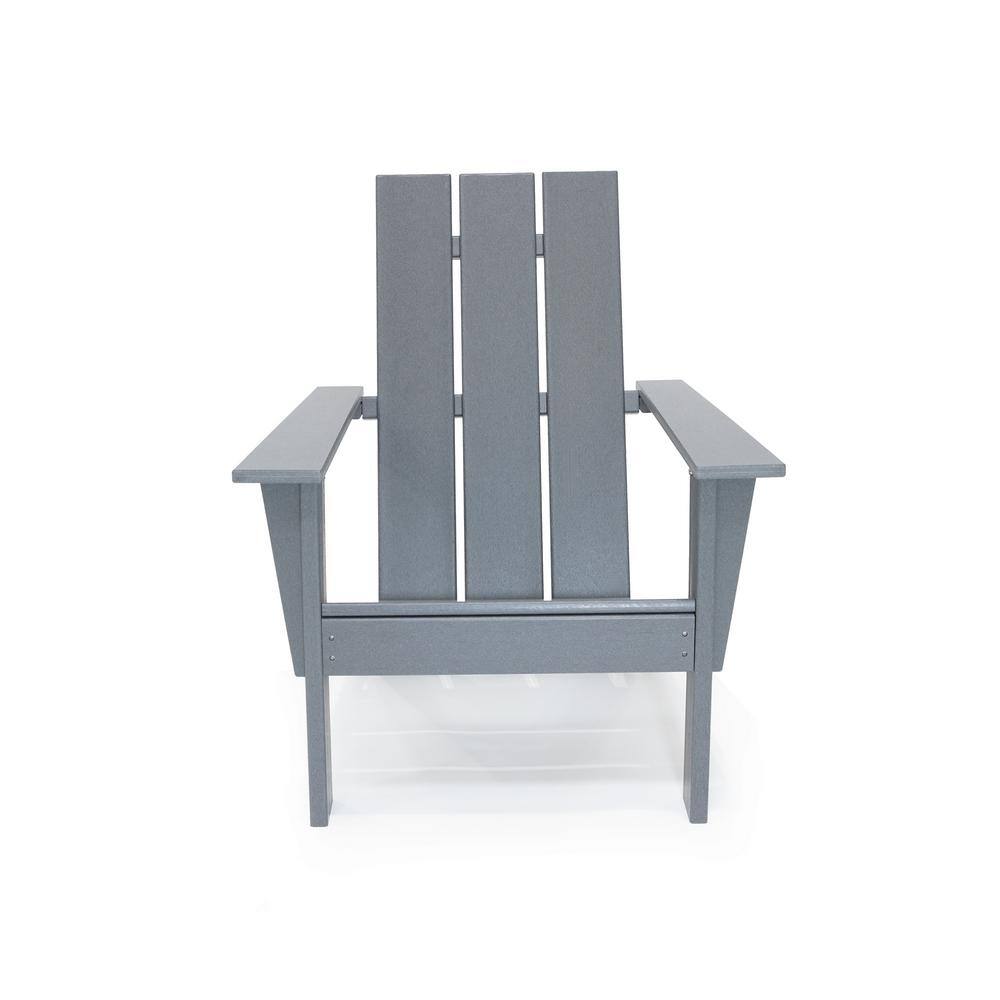 Arcadia Gray HDPE Modern Outdoor Adirondack Chair with Arms
