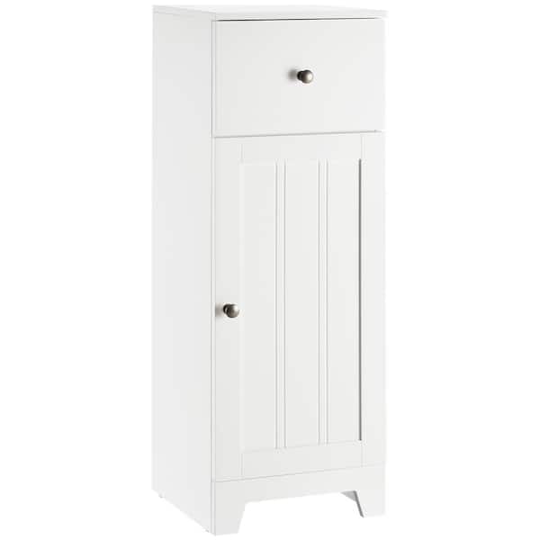 12.5 in. W x 11.75 in. D x 35 in. H White MDF Freestanding Linen Cabinet with 1-Drawer and Adjustable Shelf