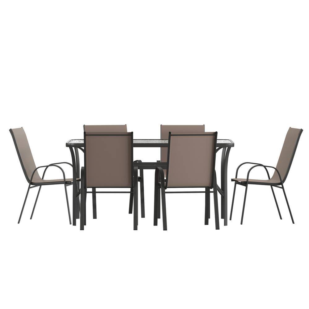 Black 7-Piece Metal Rectangle Outdoor Dining Set price history on PriceWatchPro