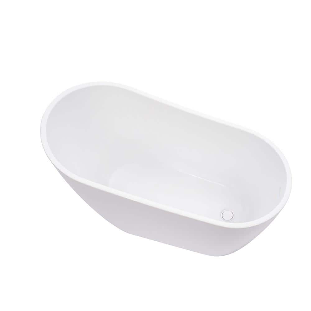 55" Pure White Acrylic Freestanding Soaking Bathtub