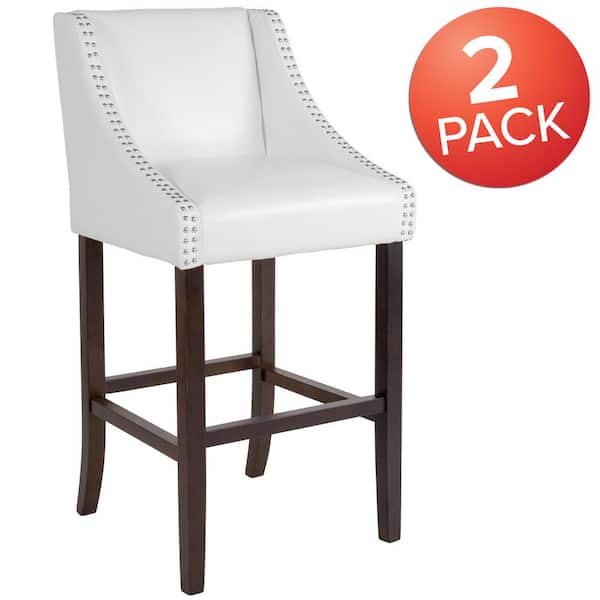 Carnegy Avenue 42 in. White Leather Bar Stool (Set of 2)
