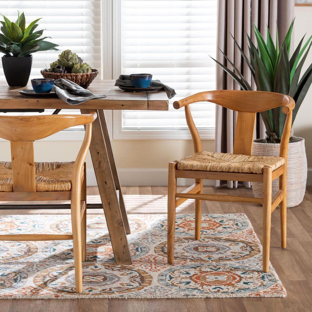 bali & pari Fika Honey Mahogany Wood and Woven Seagrass Dining