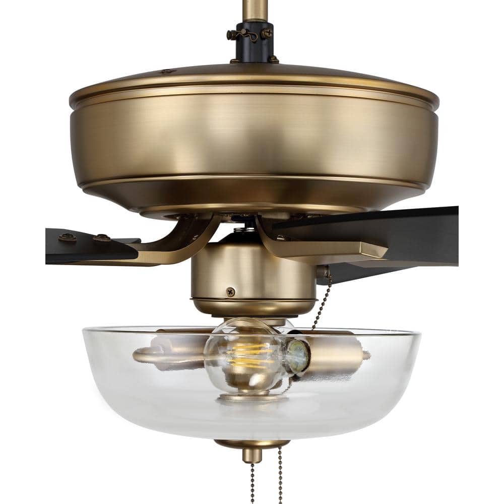 Satin Brass 52'' Ceiling Fan with Black Walnut MDF Blades and LED Light
