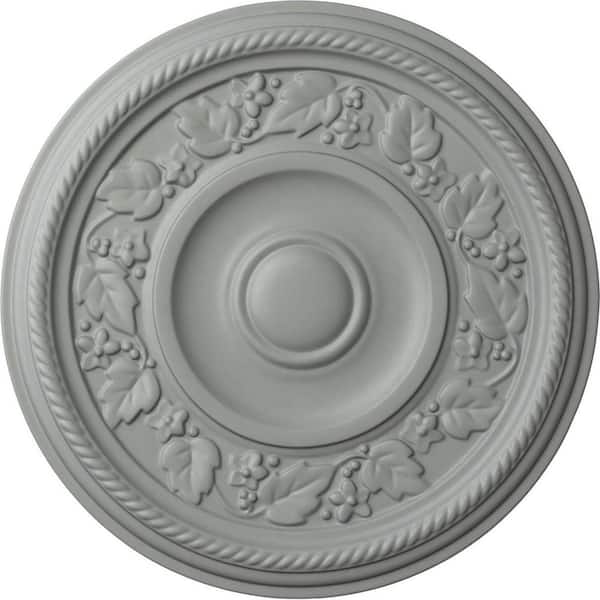 Ekena Millwork 16-1/8" x 3/4" Tyrone Urethane Ceiling Medallion (Fits Canopies upto 6-3/4"), Primed White