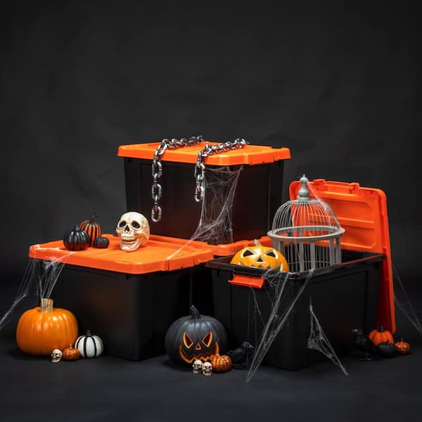 Orange halloween storage totes hot sale