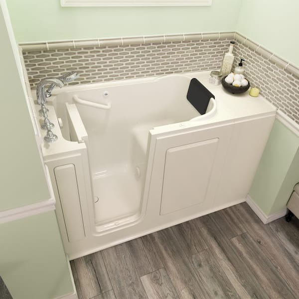 Gelcoat Premium Series 48 in. Left Hand Walk-In Air Bathtub in Linen
