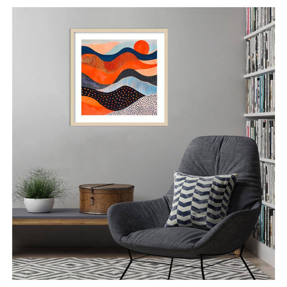 Abyss Abstract Graphic Art in Natural Wood Frame