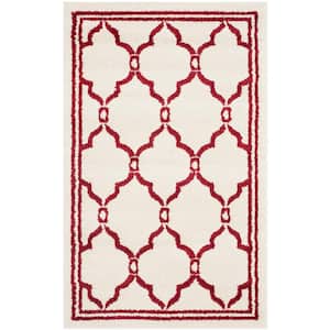 Amherst Ivory/Red 3 ft. x 4 ft. Geometric Area Rug