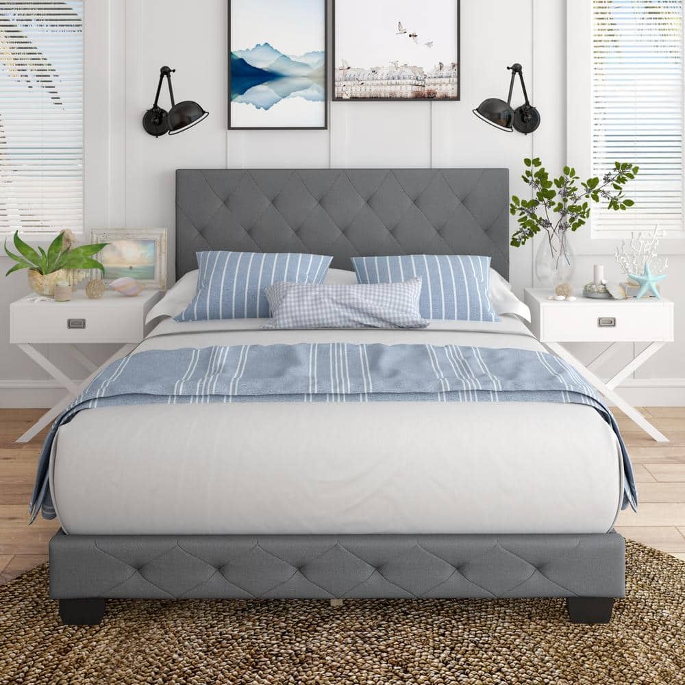Charlotte Full/Double Linen Tufted Upholstered Platform Bed