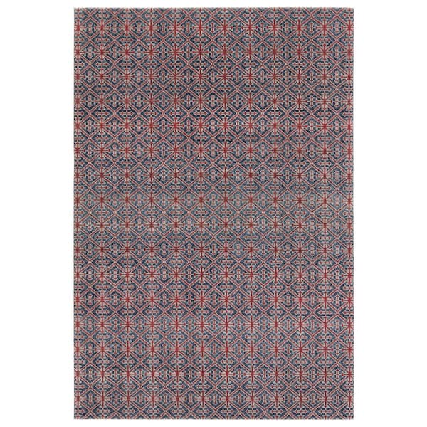 Darlita 4 ft. x 6 ft. Red/Navy Treills Indoor/Outdoor Area Rug