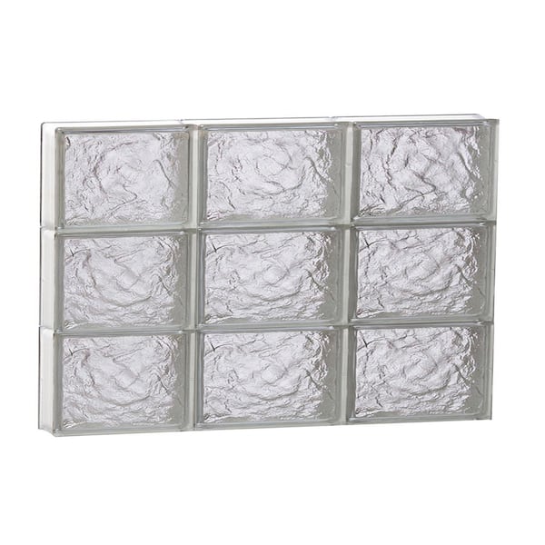 Clearly Secure 23.25 in. x 17.25 in. x 3.125 in. Frameless Ice Pattern Non-Vented Glass Block Window