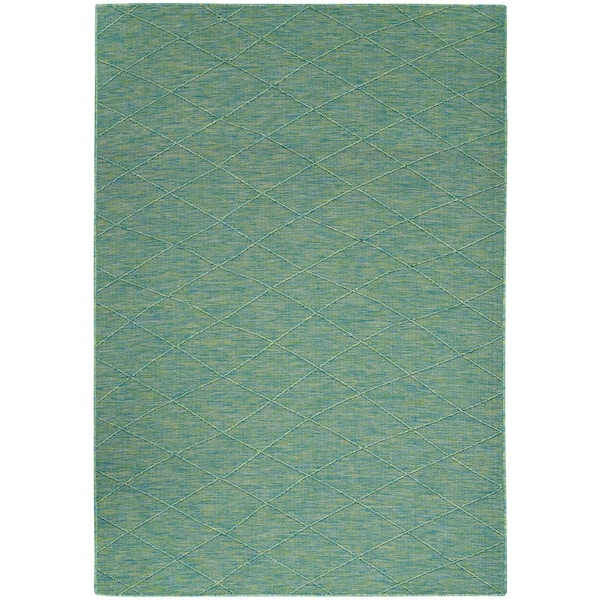 Nourison Washable Solutions Blue/Green 5 ft. x 7 ft. Diamond Contemporary Area Rug