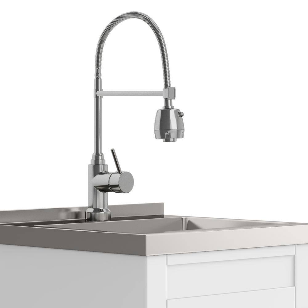 White 20 Inch Laundry Cabinet with Stainless Steel Sink and Faucet