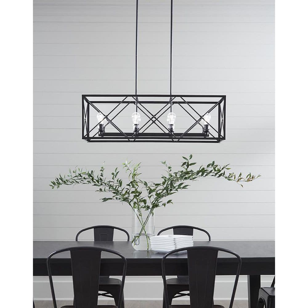 Brooklyn Matte Black 8-Light Island Pendant with Metal Framework