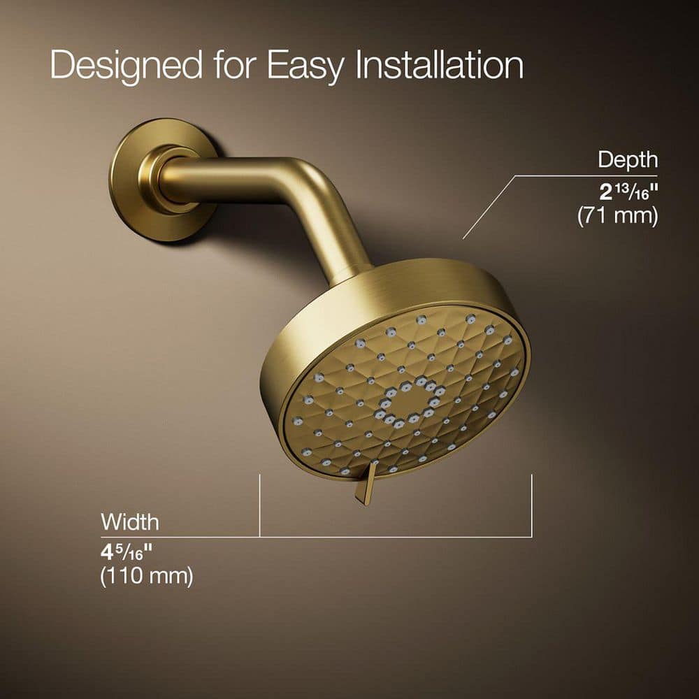 Vibrant Brushed Moderne Brass Wall Mounted Showerhead