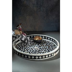 Jodhpur Mother of Pearl Decorative Tray - Black 18 in.